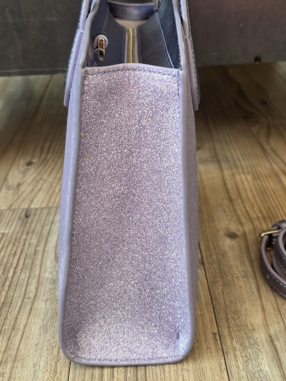 Kate Spade Tinsel Glitter Satchel Lilac Frost - Picture 3 of 9
